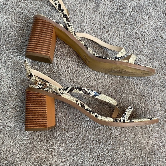 Halston Snake Print Healed Sandals - Picture 4 of 8
